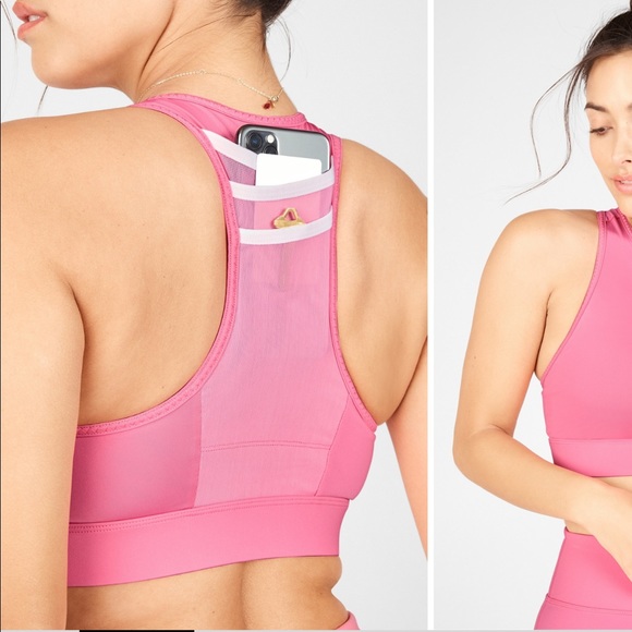 FABLETICS Trinity High Impact Sports Bra in Pink Rouge - Picture 10 of 11